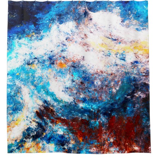 青い海の波。明芸術的るい絵を描音 シャワーカーテン (正面)