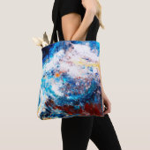 青い海の波。明芸術的るい跳絵を描ね トートバッグ (クローズアップ)