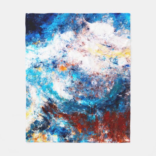 青い海の波。明芸術的るい跳絵を描ね フリースブランケット (正面)