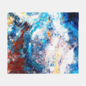 青い海の波。明芸術的るい跳絵を描ね フリースブランケット (正面(横))