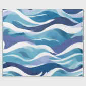 青い海の波 | 現代的なシンプルな水彩画 ラッピングペーパー (フラット)