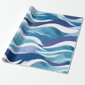 青い海の波 | 現代的なシンプルな水彩画 ラッピングペーパー (アンロールド)