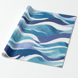 青い海の波 | 現代的なシンプルな水彩画 ラッピングペーパー