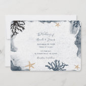 青い海の珊瑚の水彩エレガントパーティー 招待状 (正面)