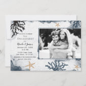 青い海の珊瑚の水彩画のエンゲージメントフォト 招待状 (正面)