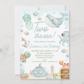 青い海の生き物たち2 海の2歳の誕生日 招待状 (正面)