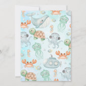 青い海の生き物たち2 海の2歳の誕生日 招待状 (裏面)