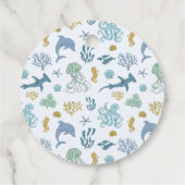 青い海の生き物の赤ちゃんシャワー フェイバータグ (裏面)