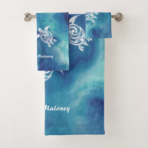 青い海の白いカメ水彩を追加  