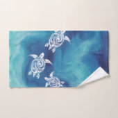 青い海の白いカメ沿岸水色 ハンドタオル (ハンドタオル)