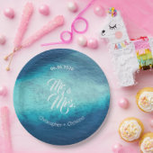 青い海の白い砂のビーチ結婚式のカスタム ペーパープレート (パーティー)