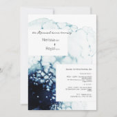 青い海の目的地ウェディングリハーサル 招待状 (正面)