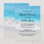 青い海の砂の波 ビーチ ブライダルシャワーのカード 招待状 (正面/裏面)