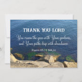 青い海の祝福された新年 キリスト教聖書の一節 シーズンカード (正面)