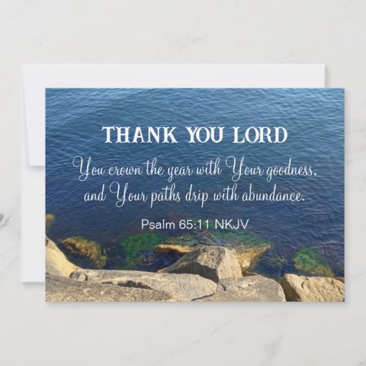 青い海の祝福された新年 キリスト教聖書の一節 シーズンカード (正面)