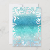 青い海の空の輝きオンブル花柄ホイル ネイビー 招待状 (裏面)