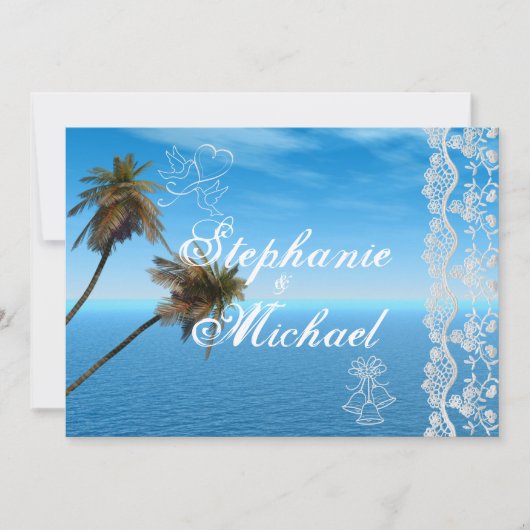 青い海の結婚式招待状 招待状 (正面)
