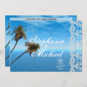 青い海の結婚式招待状 招待状 (正面/裏面)