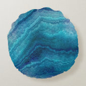 青い海の緑の瑪瑙テクスチャ ラウンドクッション (裏面)