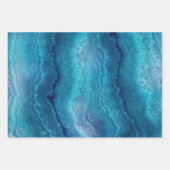 青い海の緑の瑪瑙テクスチャ ラッピングペーパーシート (正面3)