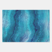 青い海の緑の瑪瑙テクスチャ ラッピングペーパーシート (正面2)