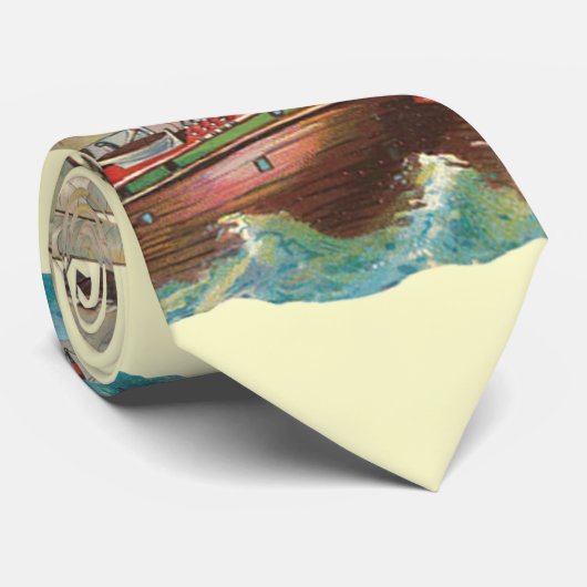 青い海の膚触りがよいメンズのタイを渡るヴィンテージの船の帆 ネクタイ (ロール)