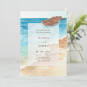 青い海の色のアー絵を描ト結婚ズ 招待状 (スタンド正面)