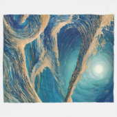 青い海の輝き フリースブランケット (正面(横))