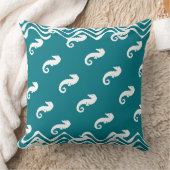 青い海の馬の沿岸生活に白 クッション (ブランケット)