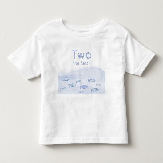 青い海の魚の2歳の誕生日パーティー トドラーTシャツ (正面)