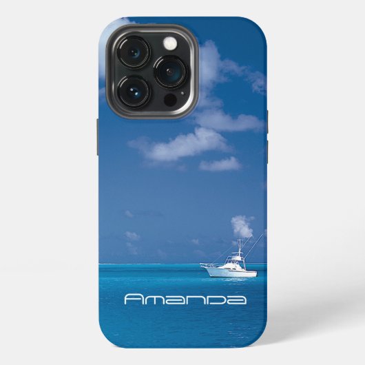 青い海へのヨット iPhoneケース (裏面)