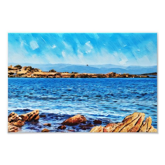 青い海を持つ鮮やか風光明媚な海岸風景 フォトプリント            (正面)