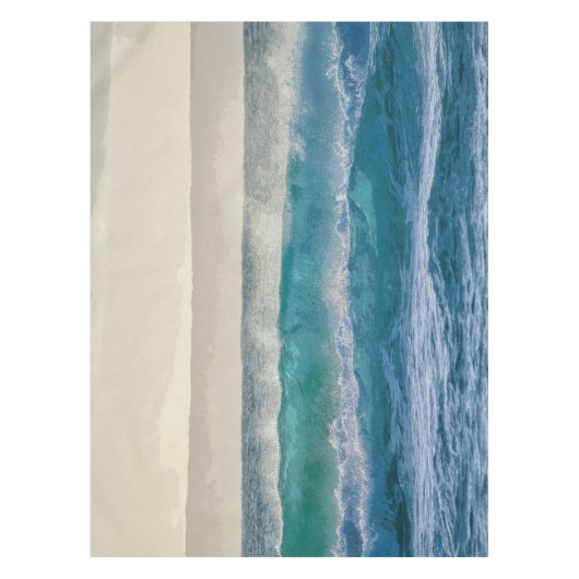 青い海エレガント波アクリルアートワーク| テーブルクロス (正面)