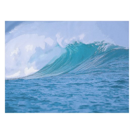 青い海エレガント波アクリルアートワーク| テーブルクロス (正面(横))