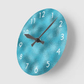 青い海カスタムのビジネスロゴ（白） ラウンド壁時計 (傾斜)