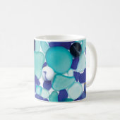 青い海ガラスおよび海の大理石のマグ コーヒーマグカップ (正面右)