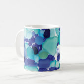 青い海ガラスおよび海の大理石のマグ コーヒーマグカップ (正面左)