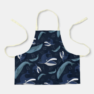 青い海クジラ模様 エプロン