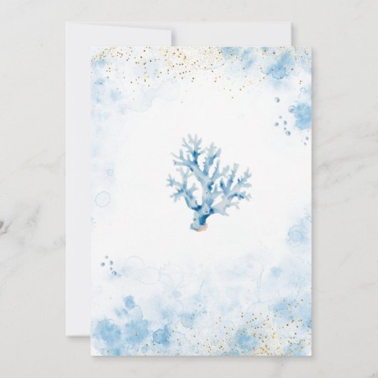 青い海シーユーすぐに夏の赤ちゃんシャワー 招待状 (裏面)