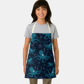 青い海タコ模様 エプロン (インサイチュ)