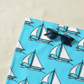 青い海パターンのあなたの一流の|のヨットを加えて下さい ビーチタオル (インサイチュ)