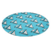 青い海パターンのヨット カッティングボード (角)
