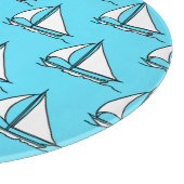 青い海パターンのヨット カッティングボード (角)