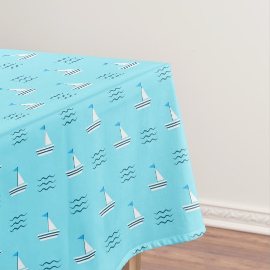 青い海パターンのヨット テーブルクロス (インサイチュ)