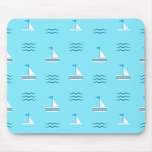 青い海パターンのヨット マウスパッド (正面)