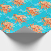 青い海パーソナライズされたの中でタコが触れる ラッピングペーパー (角)