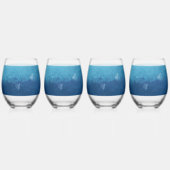 青い海ビーチ結婚式名前をカスタムする ステムなしワイングラス (裏面)