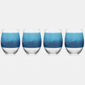 青い海ビーチ結婚式名前をカスタムする ステムなしワイングラス (左)