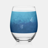 青い海ビーチ結婚式名前をカスタムする ステムなしワイングラス (裏面)