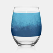 青い海ビーチ結婚式名前をカスタムする ステムなしワイングラス (左)